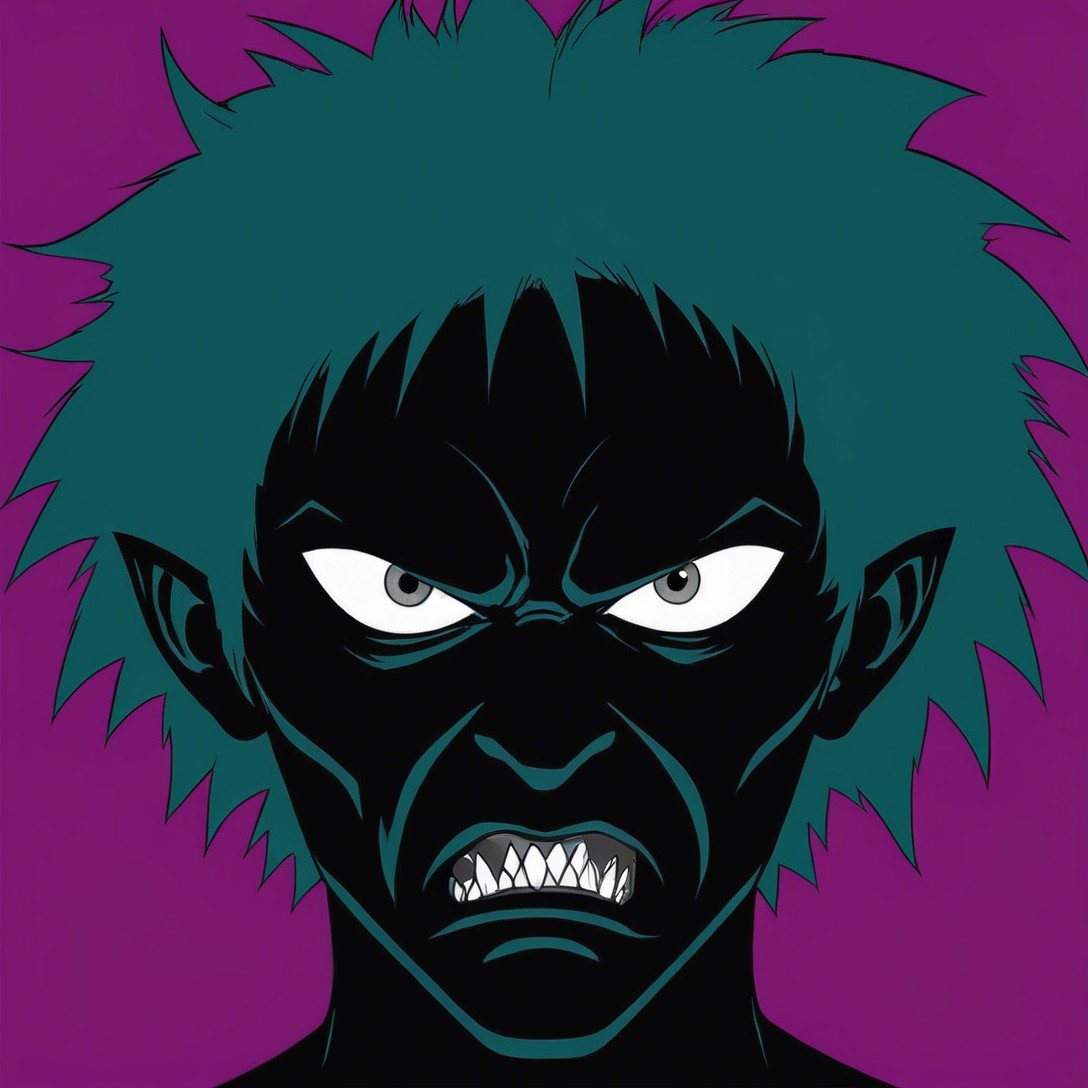 Close-Up of a Demonic Creature with Teal Hair