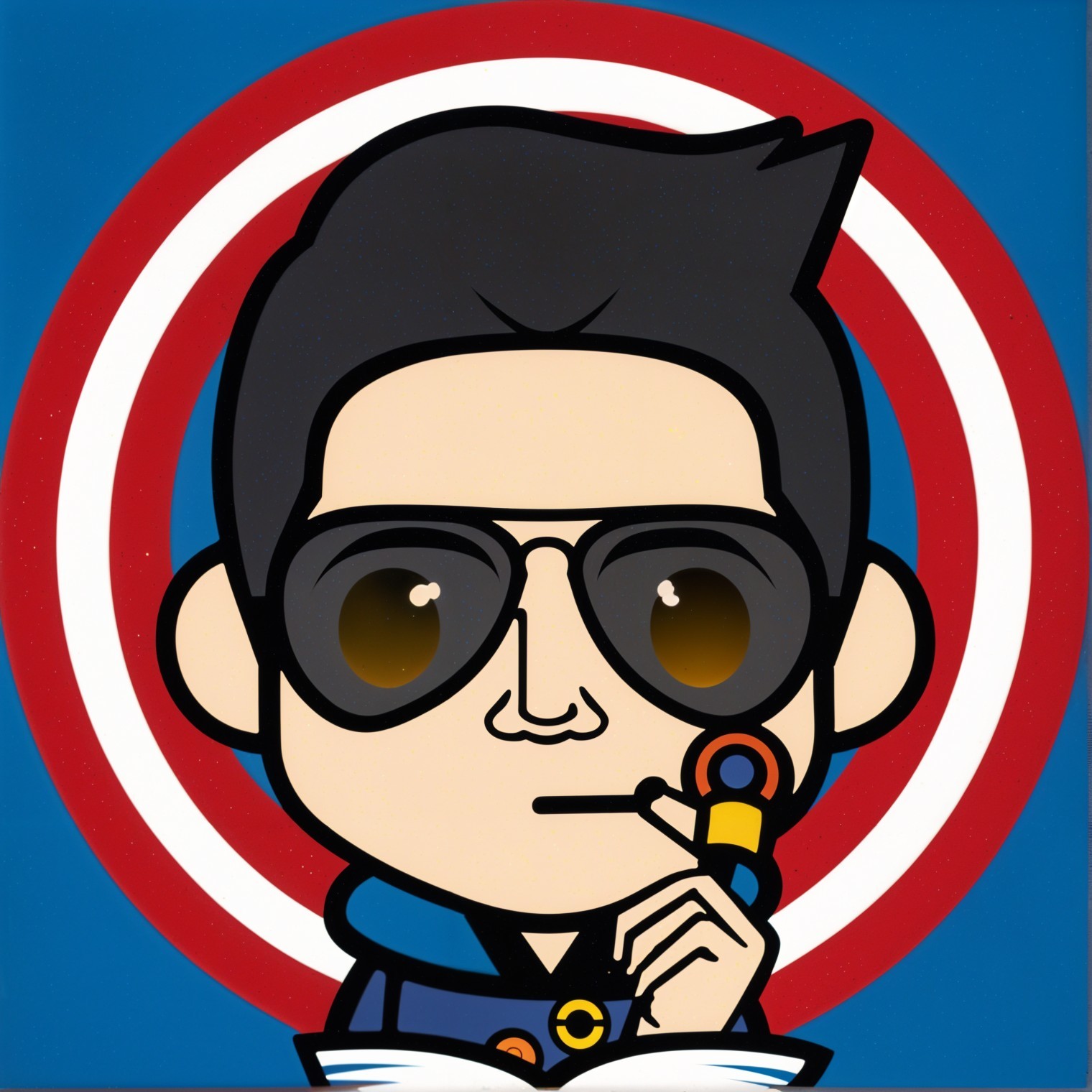 Vibrant Cartoon Character with Sunglasses and Toy