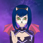 Heroic figure in black batsuit on urban street