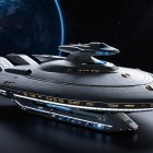Futuristic starship design in deep space setting