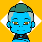 Cartoon Avatar of a Blue-Skinned Girl with Features