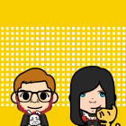 Cartoon Characters with Pets on Yellow Background