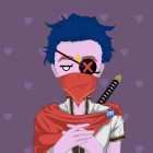 Digital portrait of a person with spiky blue hair