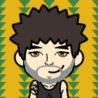 Cartoon Character with Spiky Hair and Vibrant Background