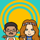 Cartoon Characters with Cupcake and Microphone Illustration