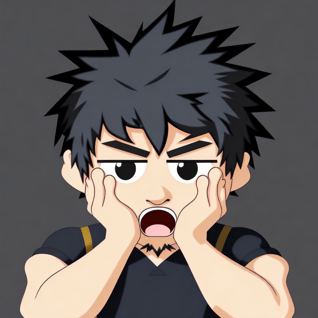 Cartoon Character with Spiky Hair in Shock Pose
