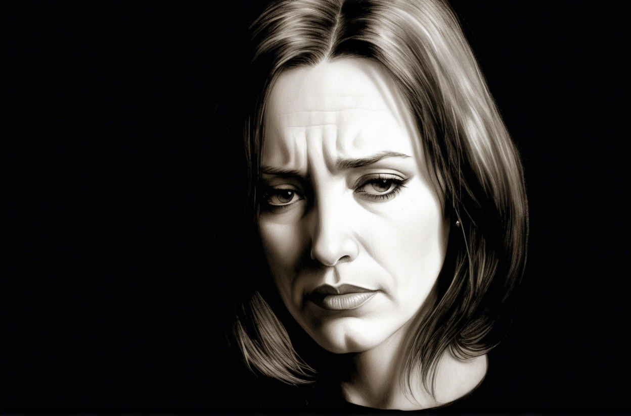 Grayscale Portrait of a Woman in Contemplation