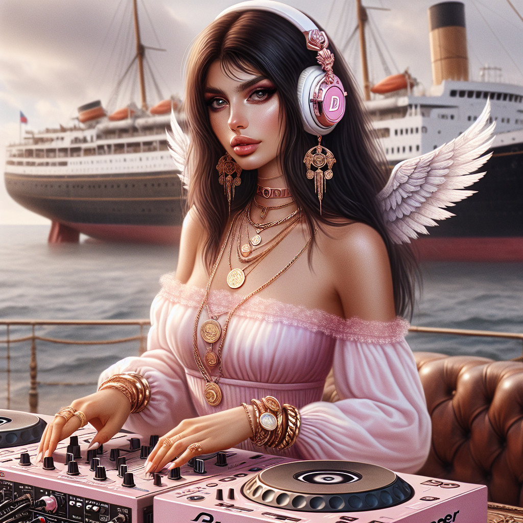 Stylish DJ at Pink Booth with Angelic Wings