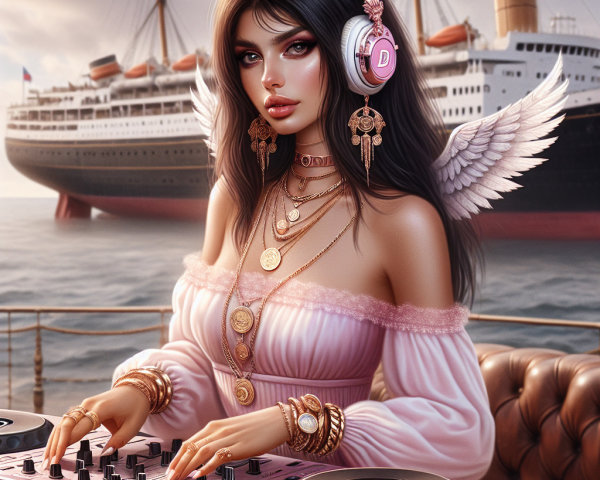Stylish DJ at Pink Booth with Angelic Wings