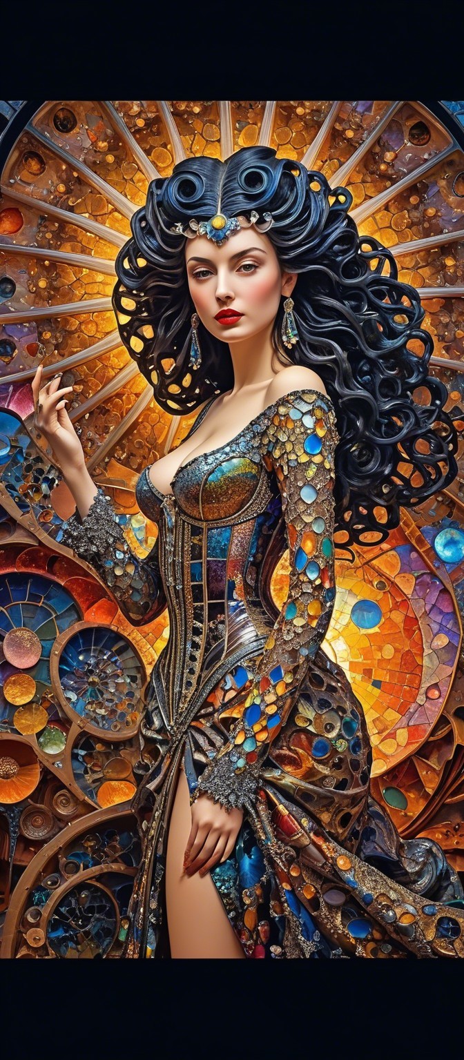 Elegant Woman in Jewel-Toned Dress with Intricate Hair
