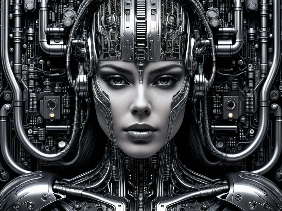 Futuristic Humanoid Figure with Metallic Features