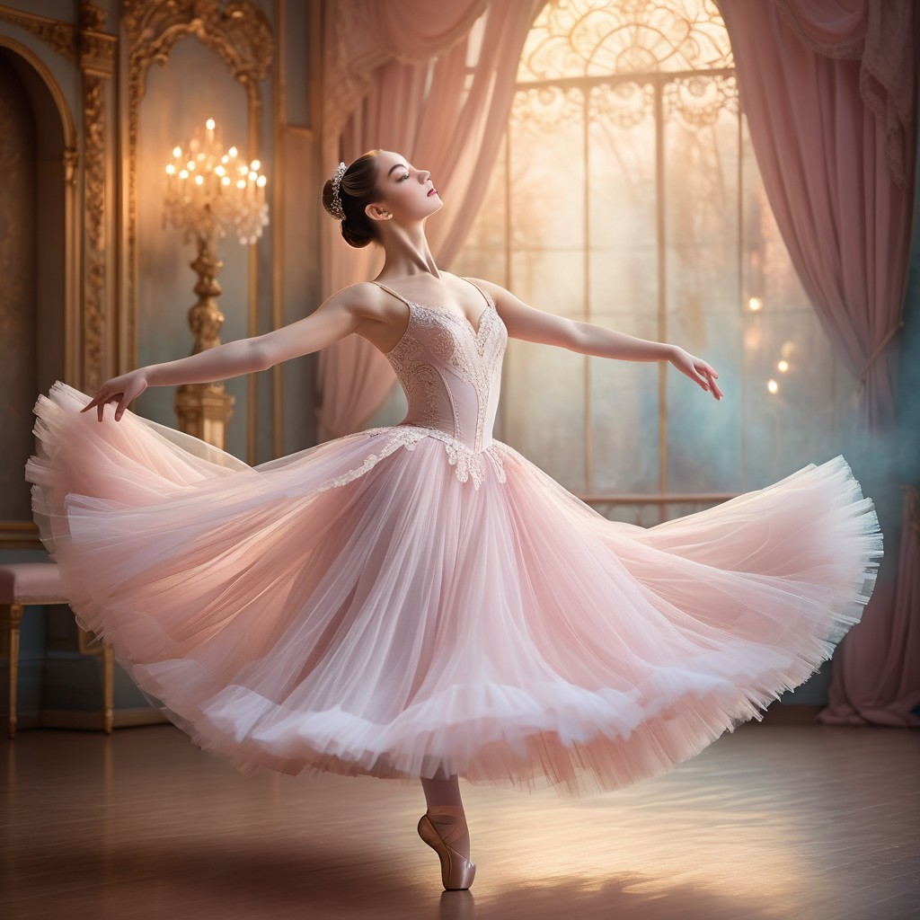 Ballerina in Pink Tutu in Elegant Interior Setting
