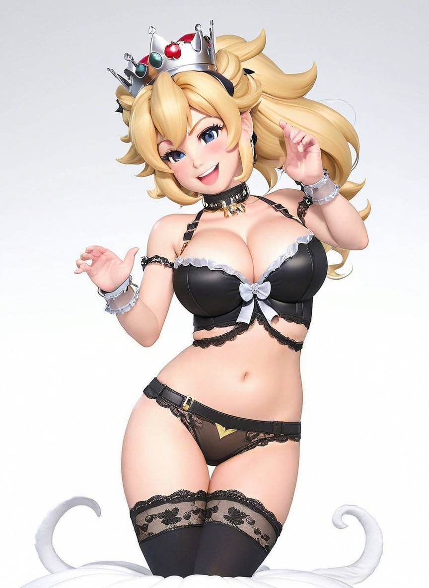 Stylized Character with Blonde Hair in Lingerie Outfit