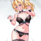 Stylized Character with Blonde Hair in Lingerie Outfit