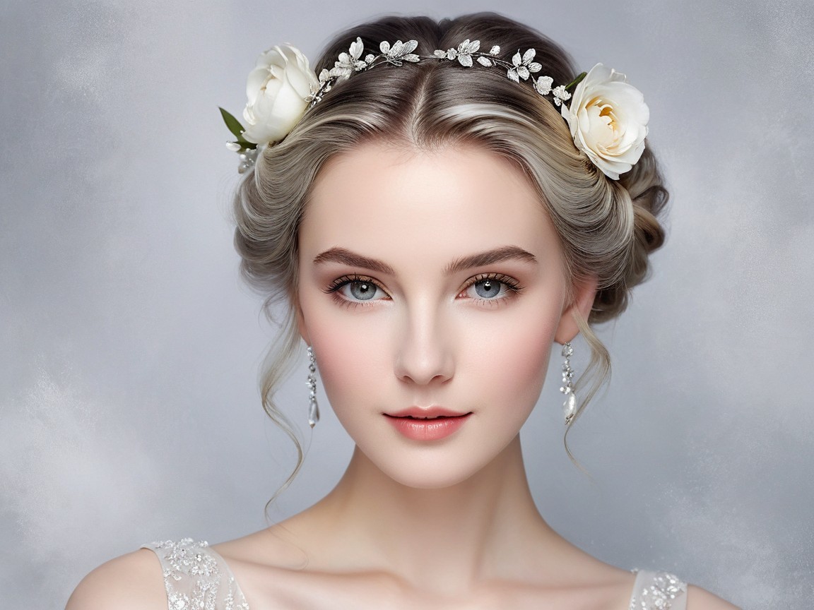 Portrait of a woman with elegant hairstyle and makeup