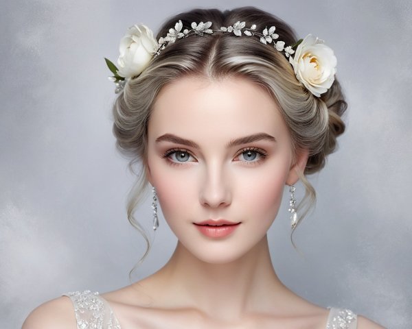 Portrait of a woman with elegant hairstyle and makeup