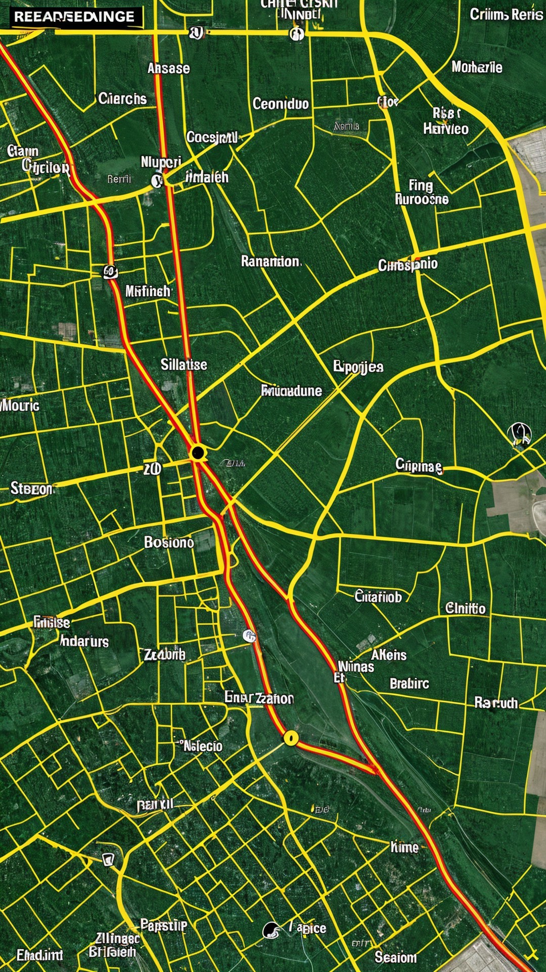Detailed Map of Roads and Geographical Areas