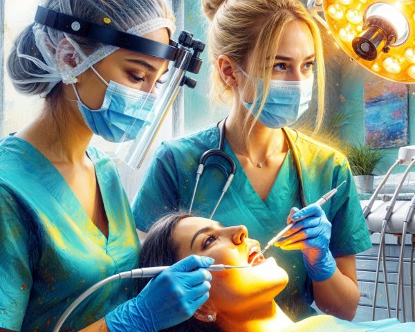 Dental Professionals Conducting Treatment in Clinic