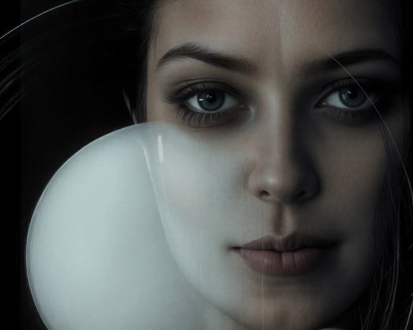 Close-Up Portrait of a Young Woman with Bubble