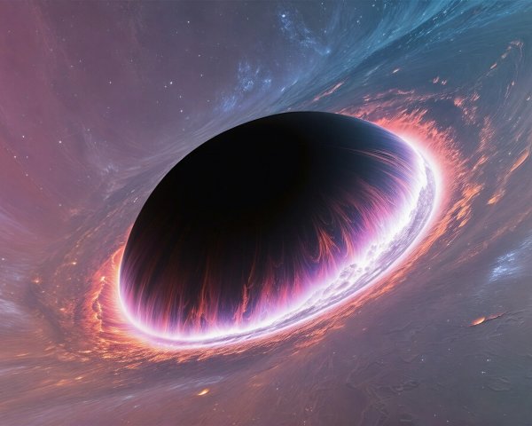 Cosmic Scene with Black Hole and Vibrant Gases