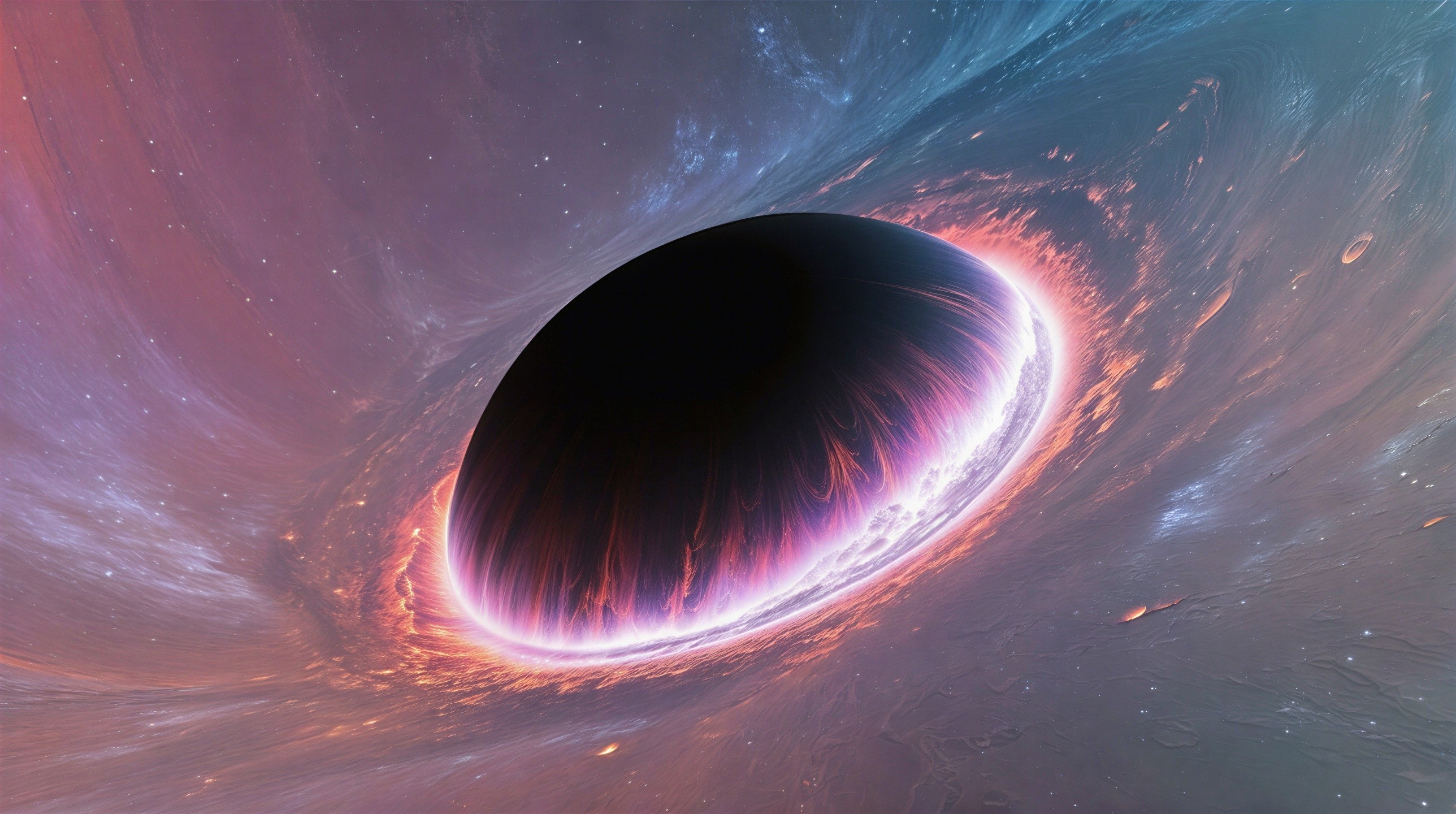 Cosmic Scene with Black Hole and Vibrant Gases