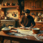 Baking in a Warm Rustic Kitchen Setting
