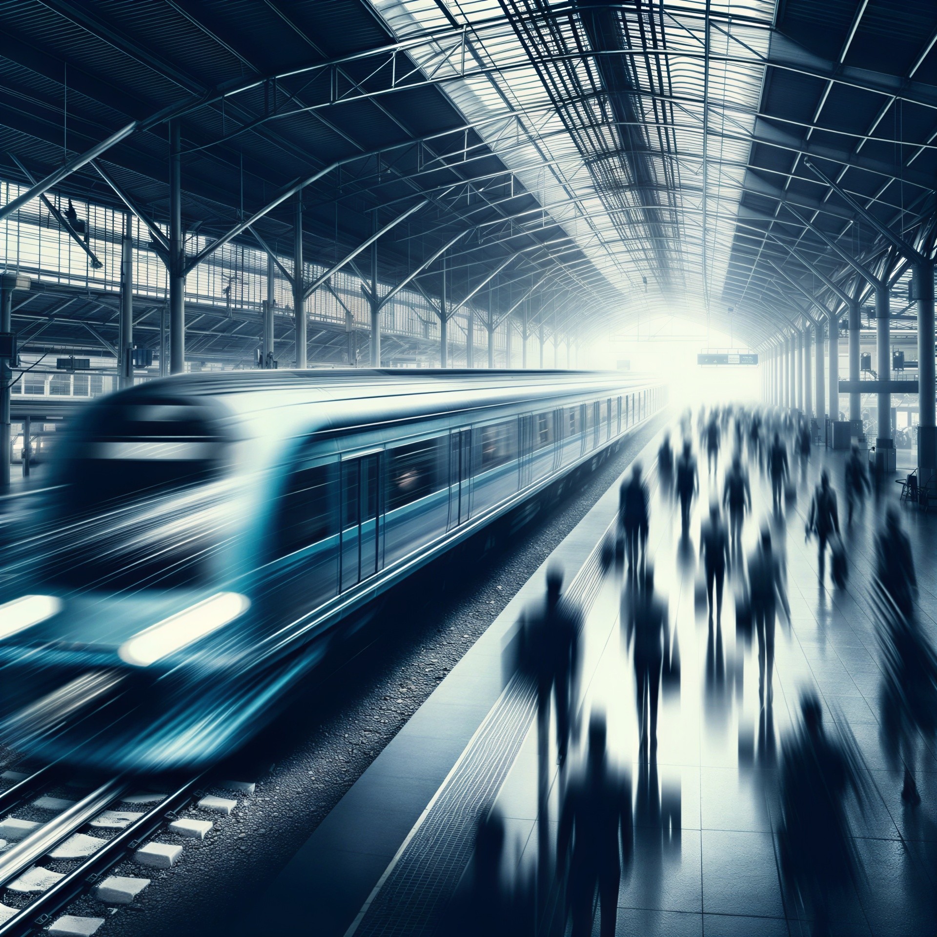 Dynamic Train Station Scene with Commuters and Motion