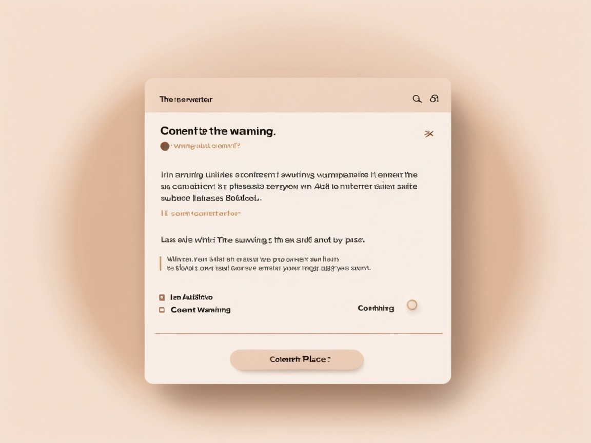 Peach-Hued Digital Interface with Warning Message