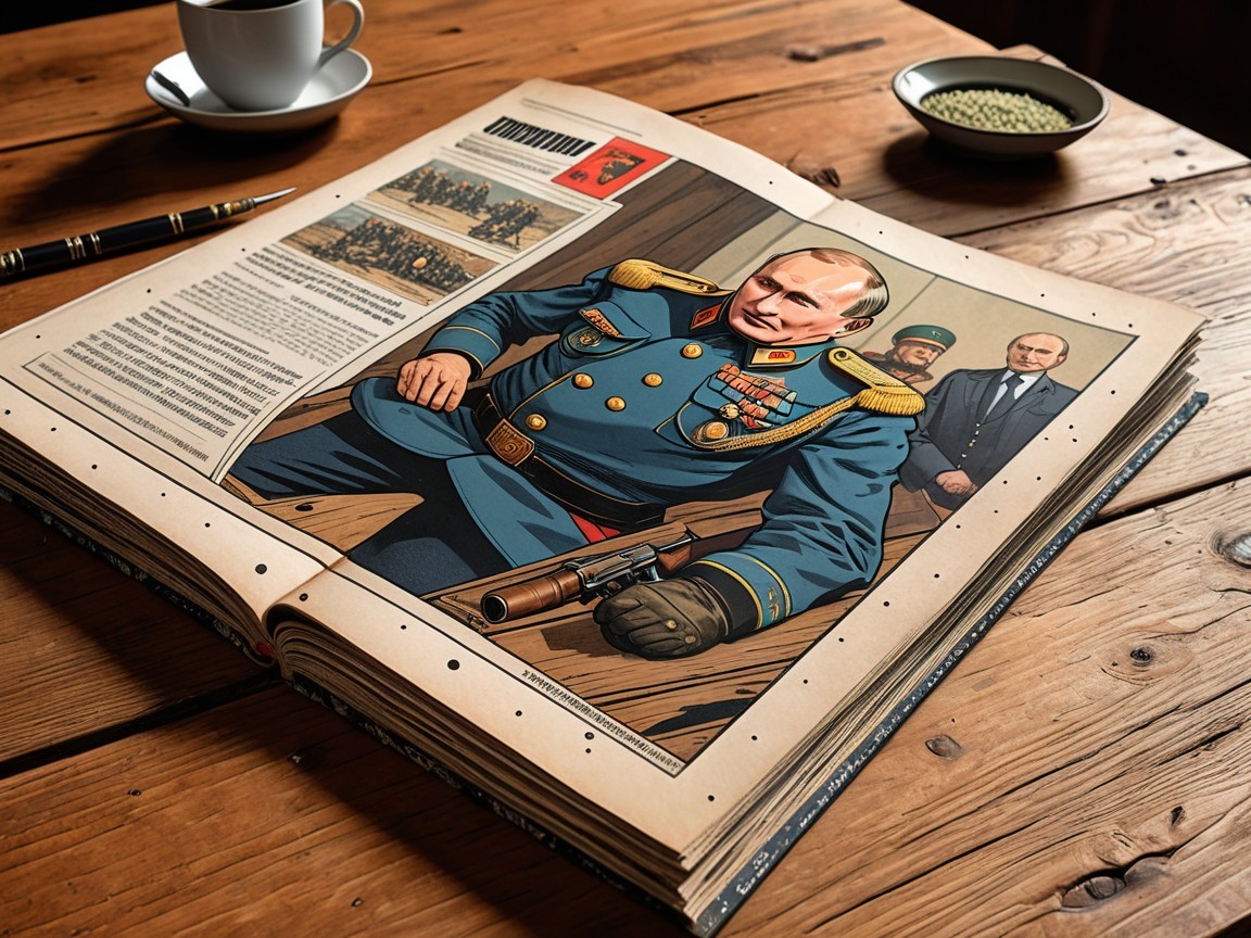 Comic Book Illustration of Military Figures in Uniform