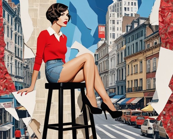 Stylish Woman with Vintage Flair in Urban Setting