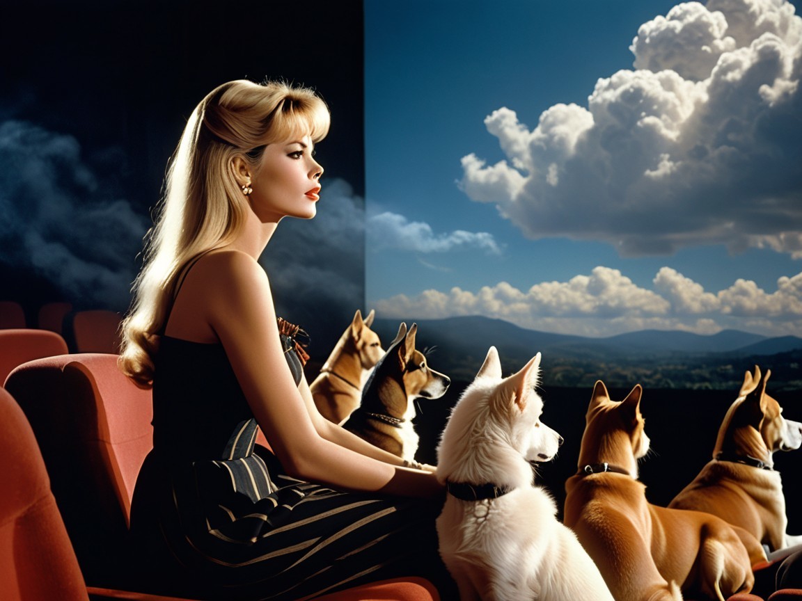 Marilyn Monroe in Theater with Scenic Landscape Background