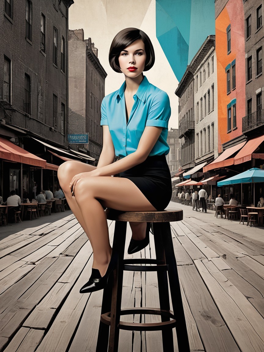 Stylish Woman in Urban Setting with Bob Hairstyle