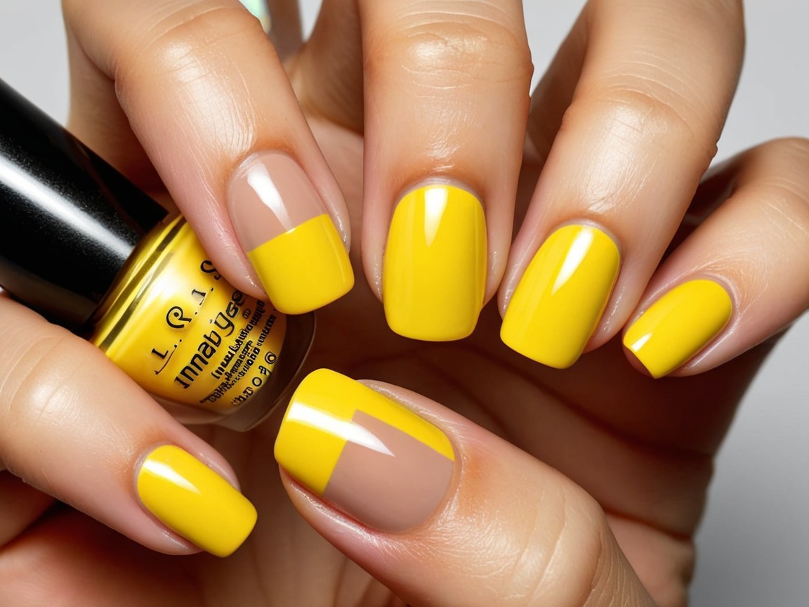Close-Up of Vibrant Yellow Manicured Nails