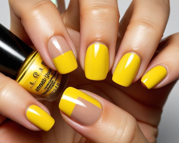 Close-Up of Vibrant Yellow Manicured Nails