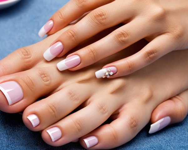 Elegant Manicured Hands and Feet with Nail Art