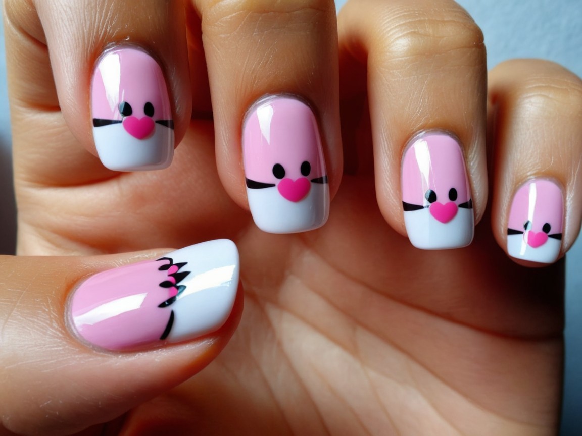 Playful Manicured Nails with Cartoonish Designs