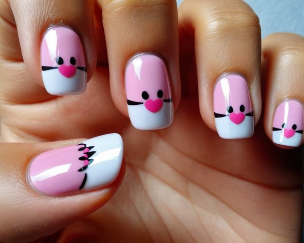 Playful Manicured Nails with Cartoonish Designs
