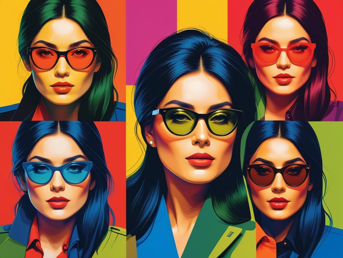 Vibrant Pop-Art Collage of Woman in Sunglasses