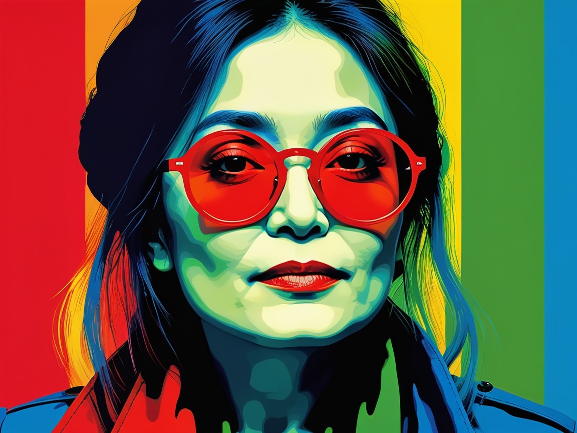 Vibrant Portrait of Woman with Bold Sunglasses and Updo