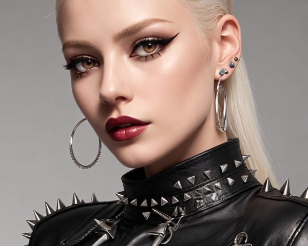 Portrait of a Model with Platinum Hair and Bold Makeup