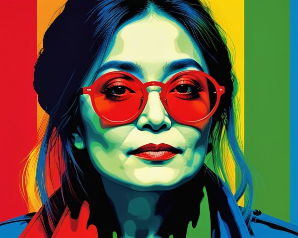 Vibrant Portrait of Woman with Bold Sunglasses and Updo