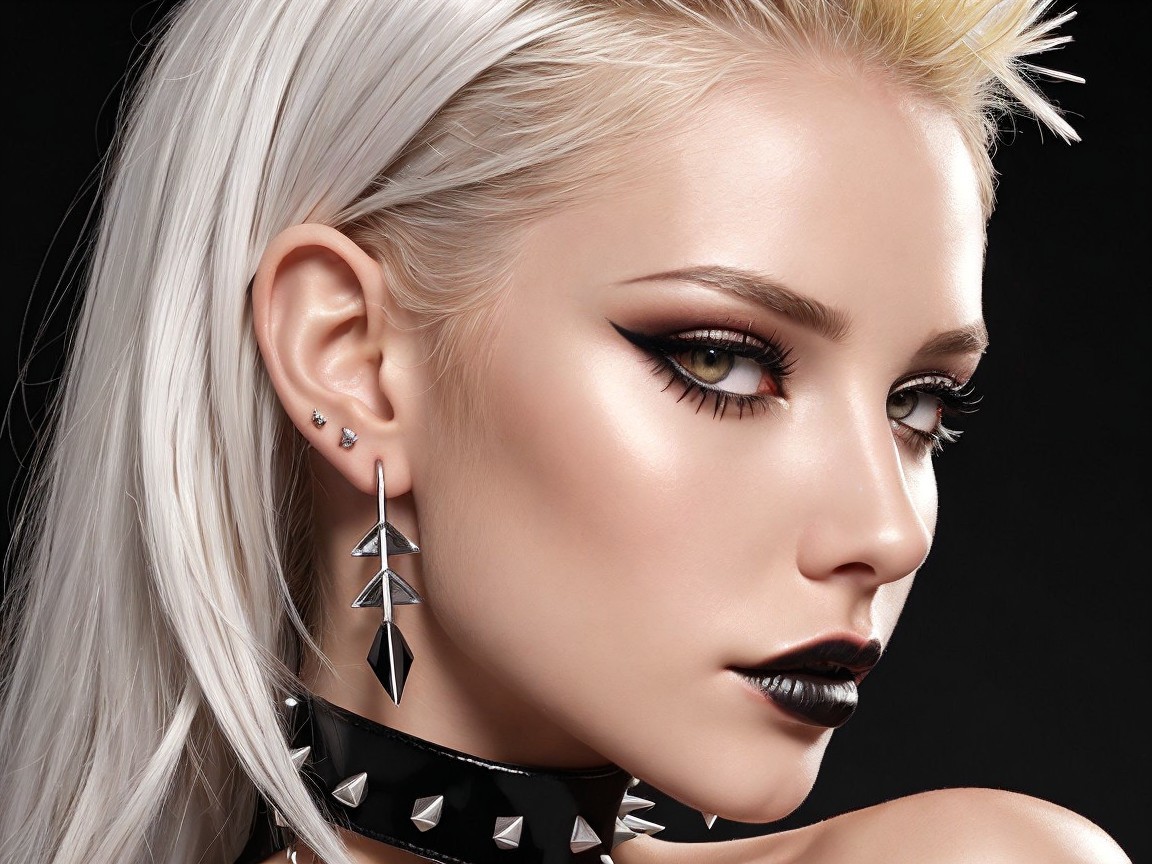 Close-Up Portrait of Individual with Platinum Blonde Hair
