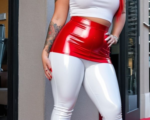 Confident Individual on Red Carpet in Bold Outfit