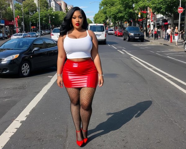 Confident Woman in Chic Urban Fashion on City Street