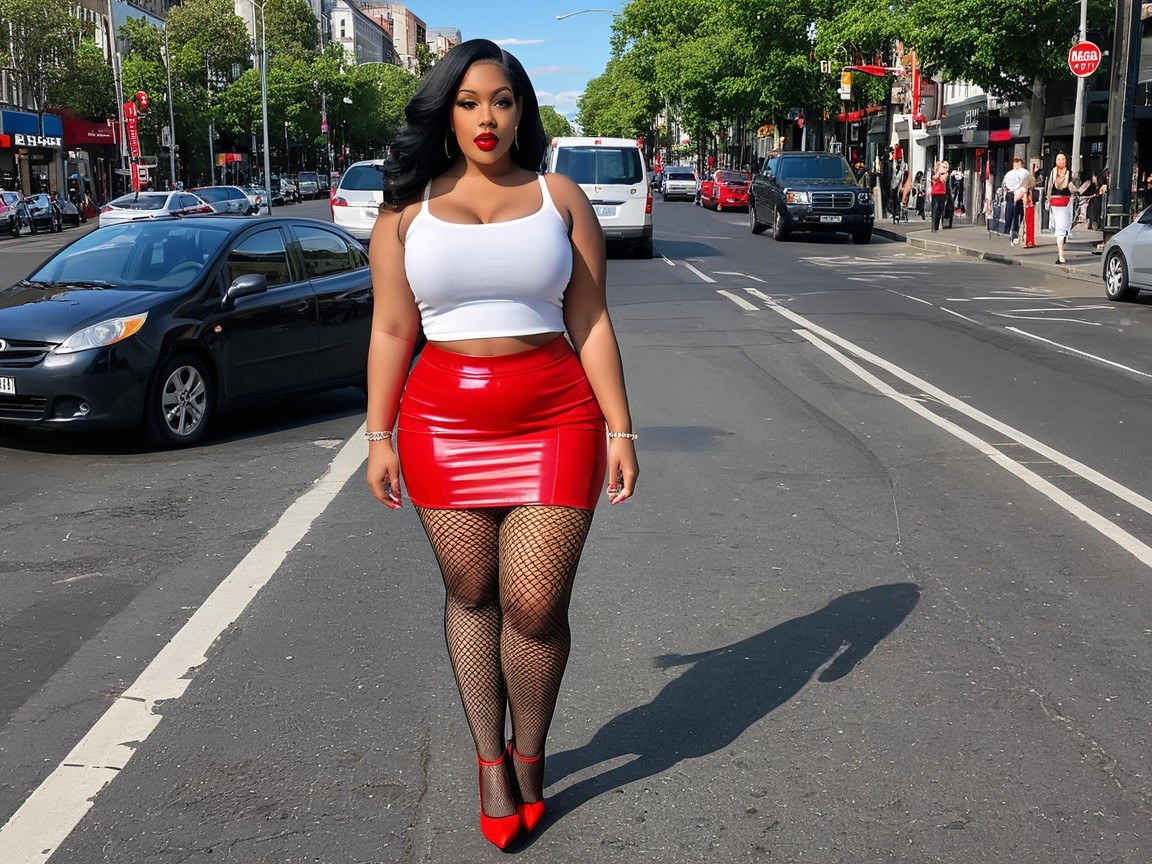 Confident Woman in Chic Urban Fashion on City Street