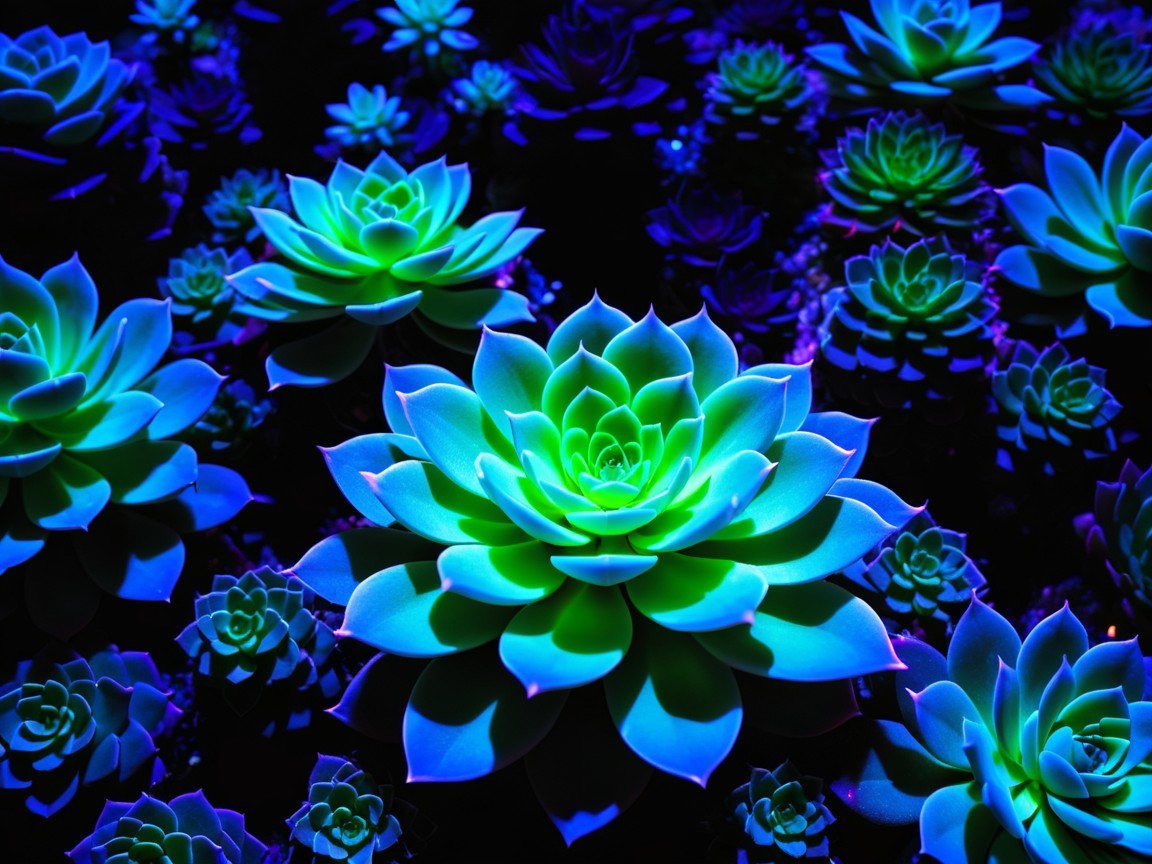 Vibrant Succulent Plants in Blue and Green Shades