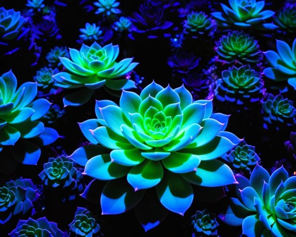 Vibrant Succulent Plants in Blue and Green Shades