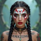 Artwork of a woman with facial paint and jewelry