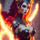 Vibrant Fantasy Character with Cosmic-Themed Outfit
