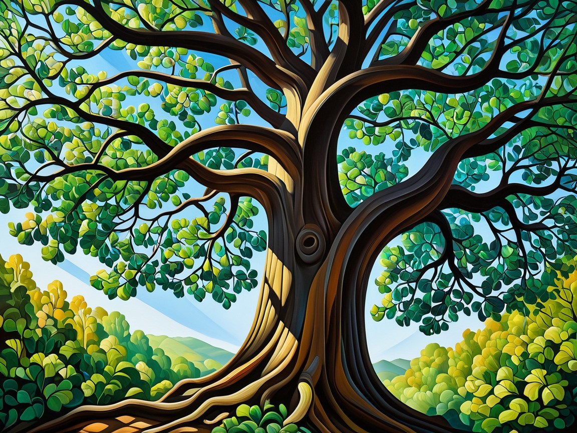 Vibrant Tree with Lush Leaves and Scenic Background
